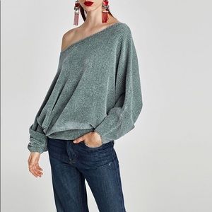Zara CHENILLE BATWING SLEEVE SWEATER